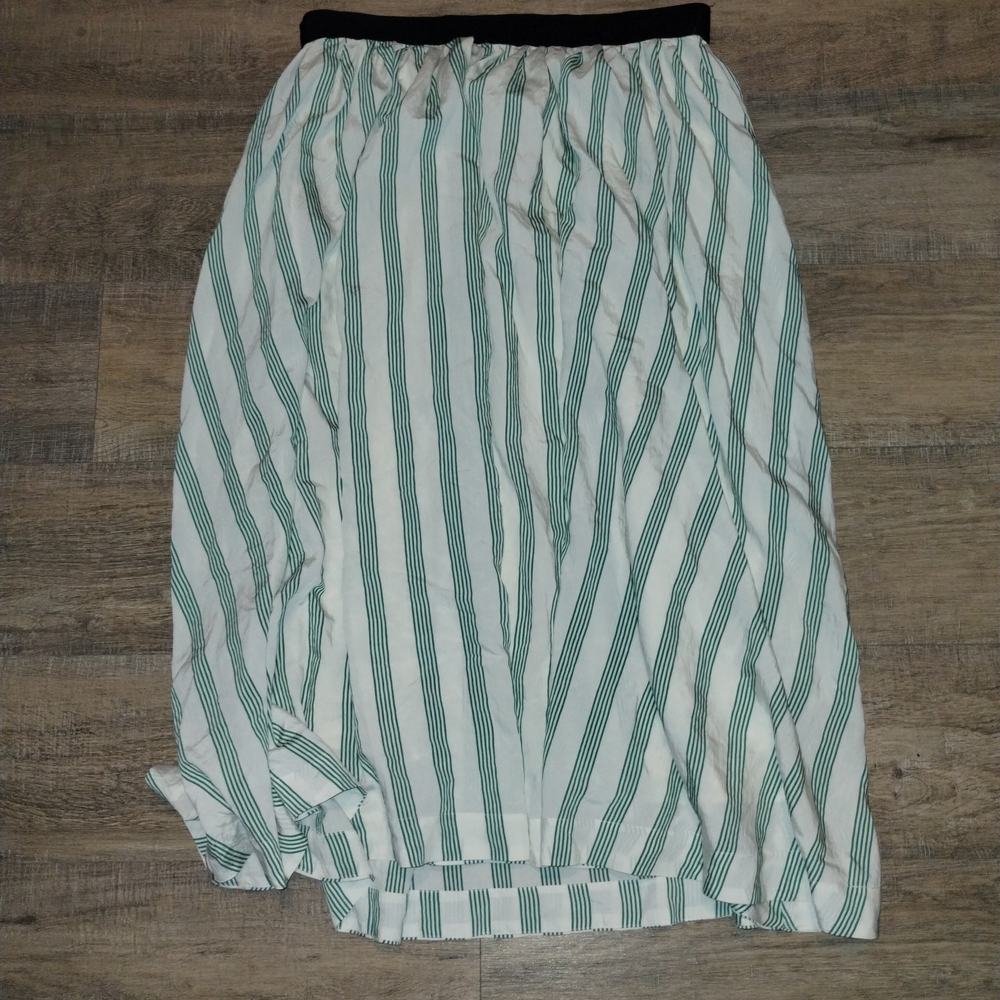 Striped Green and White Women's Skirt